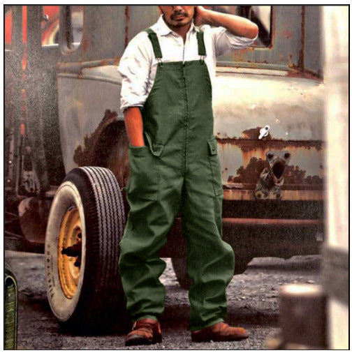 Solid Color Work Pants Loose Large Size Casual Overalls