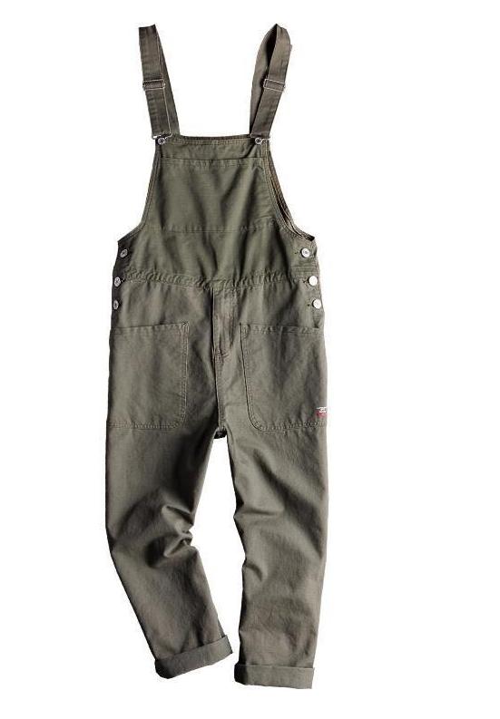 Retro One-piece Casual Overalls Men's Large Pocket Cargo Suspenders